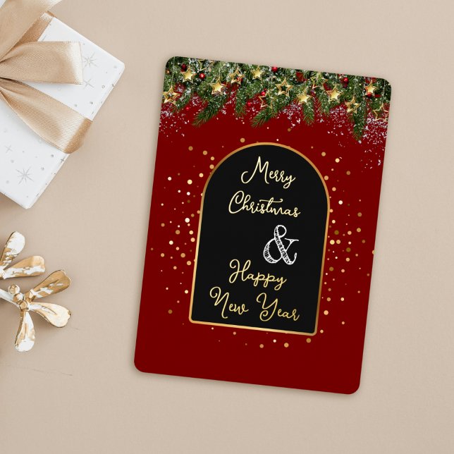 Tarjeta Festiva Con Relieve Metalizado Elegant Red Gold Foil Christmas New Year  (Subido por el creador)