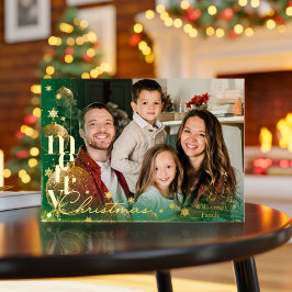 Tarjeta Festiva Con Relieve Metalizado Elegant Simple modern Minimal Family Photo