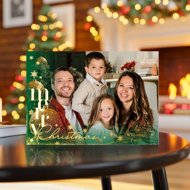 Tarjeta Festiva Con Relieve Metalizado Elegant Simple modern Minimal Family Photo (Subido por el creador)