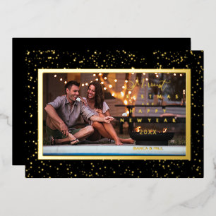 Tarjeta Festiva Con Relieve Metalizado Elegant Starts Photo Frame Christmas 