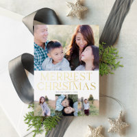 Elegant Type Holiday Multi-Photo Real Foil Card