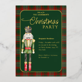 Tarjeta Festiva Con Relieve Metalizado Elegant Watercolor Nutcrackers Christmas Party 