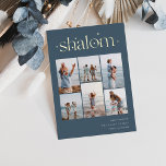 Tarjeta Festiva Con Relieve Metalizado Elegante 6 Collages de fotos Shalom Hanukkah<br><div class="desc">Comparte alegría con estas modernas tarjetas de vacaciones de Hanukkah con 6 de tus fotos favoritas en un diseño de collage de cuadrícula. "Shalom" aparece en la parte superior con letras de Relieve metalizado dorado y adornadas con estrellas diminutas. Personaliza con tu saludo de vacaciones, nombre de la familia y...</div>