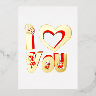 Tarjeta Festiva Con Relieve Metalizado Elegante Almohadón de Tirar I Love You Rojo Mini