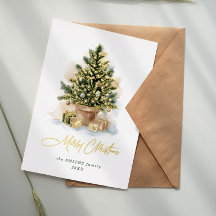 Elegante árbol de Navidad en acuarela sin foto con