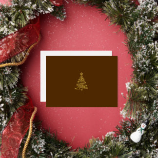 Tarjeta Festiva Con Relieve Metalizado Elegante árbol de Navidad horizontal