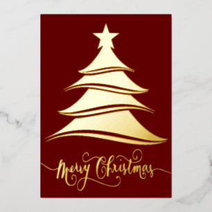 Tarjeta Festiva Con Relieve Metalizado Elegante árbol personalizado de Navidad