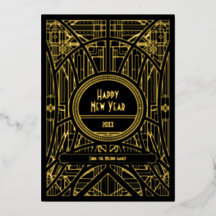 Elegante arte retro deco Feliz Año Nuevo