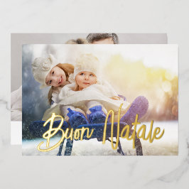 Tarjeta Festiva Con Relieve Metalizado Elegante Buon Natale Foto Oro