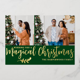 Tarjeta Festiva Con Relieve Metalizado Elegante Collage de Fotos Familiares de Navidad Mo