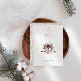 Tarjeta Festiva Con Relieve Metalizado Elegante color de agua Minimalista Noche Santa No 