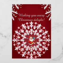 Tarjeta Festiva Con Relieve Metalizado Elegante diseño de copo de nieve blanco