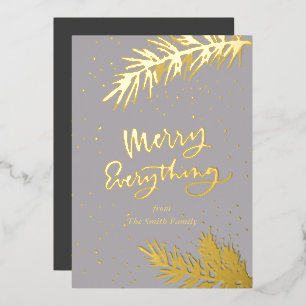 Tarjeta Festiva Con Relieve Metalizado Elegante dorado mora todo pasta de pino en gris