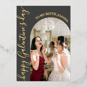 Tarjeta Festiva Con Relieve Metalizado Elegante el día de San Valentín Bestie