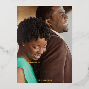 Tarjeta Festiva Con Relieve Metalizado Elegante Emmanuel Dios con nosotros foto real