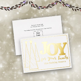 Tarjeta Festiva Con Relieve Metalizado Elegante Empresa de Negocios de Alegría Blanca de 