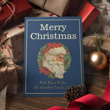 Elegante estilo vintage Santa Merry Navidad Gold