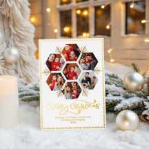 Elegante Feliz Navidad Foto de Familia Copo de Nie