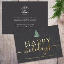 Elegante Feliz Navidad Logotipo Empresarial Gris y