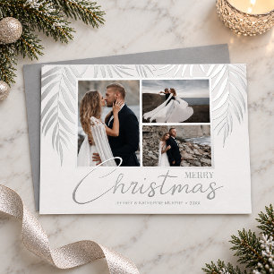 Tarjeta Festiva Con Relieve Metalizado Elegante Feliz Navidad Multi Foto