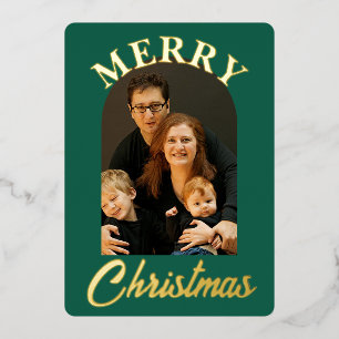 Tarjeta Festiva Con Relieve Metalizado Elegante foto arcaica verde