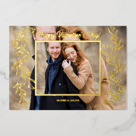 Tarjeta Festiva Con Relieve Metalizado Elegante foto con guión del día de San Valentín