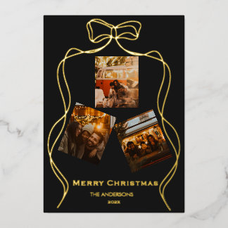 Tarjeta Festiva Con Relieve Metalizado Elegante foto con lámina de oro rosa y ónix negro