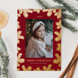 Tarjeta Festiva Con Relieve Metalizado Elegante foto con marco de piña y arándano
