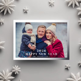 Tarjeta Festiva Con Relieve Metalizado Elegante foto de Año Nuevo Feliz