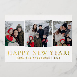 Tarjeta Festiva Con Relieve Metalizado Elegante foto de Año Nuevo Feliz Año Nuevo 3