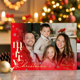 Tarjeta Festiva Con Relieve Metalizado Elegante foto de familia moderna minimalista