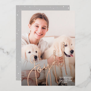 Tarjeta Festiva Con Relieve Metalizado Elegante Foto de Navidad Alegre