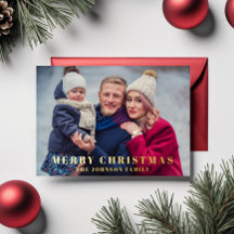 Elegante Foto de Navidad Feliz en Oro