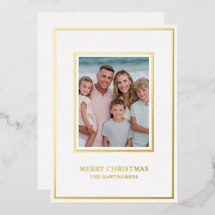 Tarjeta Festiva Con Relieve Metalizado Elegante foto de Navidad simple