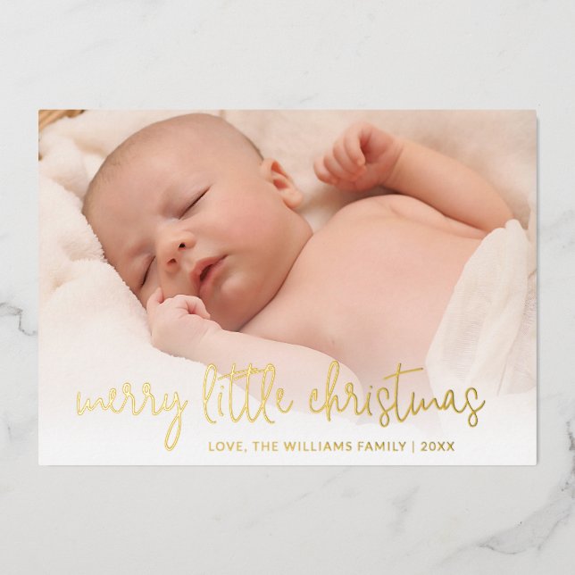 Tarjeta Festiva Con Relieve Metalizado Elegante foto de oro con Navidades pequeños (Anverso)