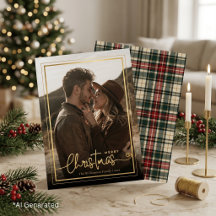 Elegante foto de pareja de Navidad con cuadros ver