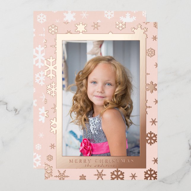 Tarjeta Festiva Con Relieve Metalizado Elegante foto de Personalizado navideño (Anverso/Reverso)