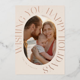 Tarjeta Festiva Con Relieve Metalizado Elegante foto en forma de ovario encerrada saludo 