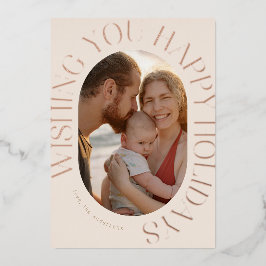 Tarjeta Festiva Con Relieve Metalizado Elegante foto en forma de ovario encerrada saludo 