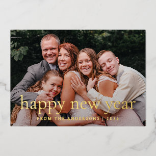 Tarjeta Festiva Con Relieve Metalizado Elegante foto minimalista de la familia de los vít
