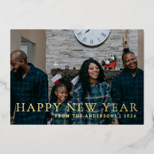 Tarjeta Festiva Con Relieve Metalizado Elegante foto minimalista de la familia de los vít
