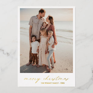Tarjeta Festiva Con Relieve Metalizado Elegante Foto Minimalista Navidad Moderna