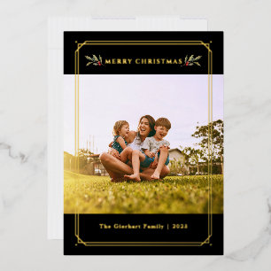 Tarjeta Festiva Con Relieve Metalizado Elegante foto Navidades geométricos oro