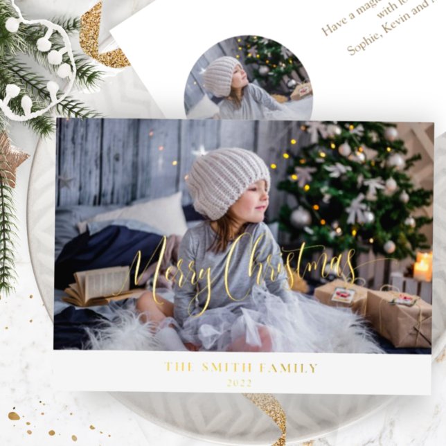 Tarjeta Festiva Con Relieve Metalizado Elegante foto simple, Personalizado, Feliz Navidad (Subido por el creador)