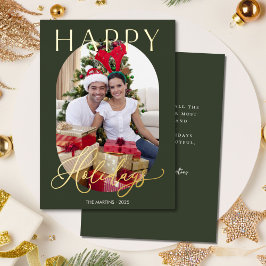 Tarjeta Festiva Con Relieve Metalizado Elegante foto verde oro