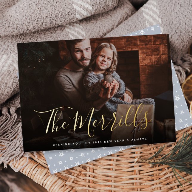 Tarjeta Festiva Con Relieve Metalizado Elegante | Fotografía de Año Nuevo Feliz (Subido por el creador)