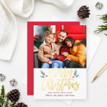 Elegante Fotos con guión de crujido de oro navideñ