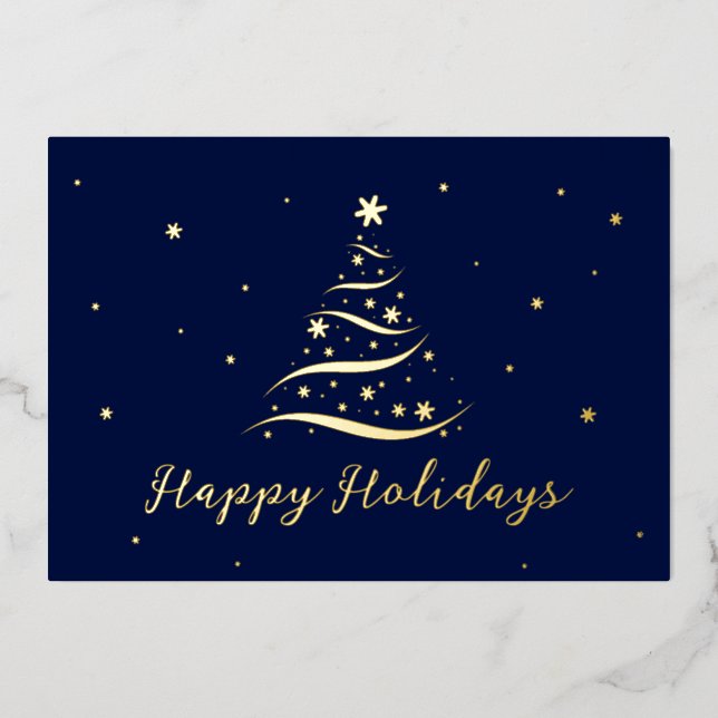 Tarjeta Festiva Con Relieve Metalizado Elegante Gold Happy Holidays Company Relieve metal (Anverso)