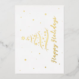 Tarjeta Festiva Con Relieve Metalizado Elegante Gold Happy Holidays Company Relieve metal