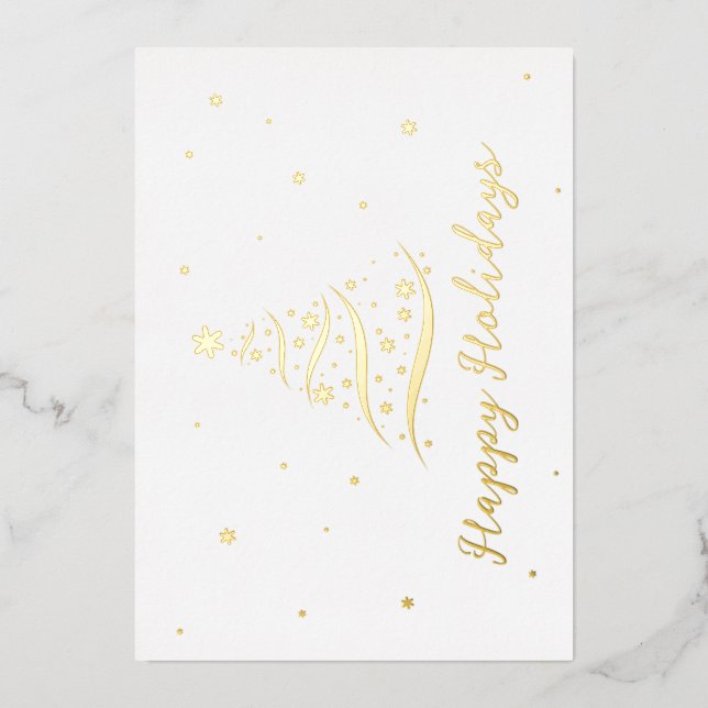 Tarjeta Festiva Con Relieve Metalizado Elegante Gold Happy Holidays Company Relieve metal (Anverso)